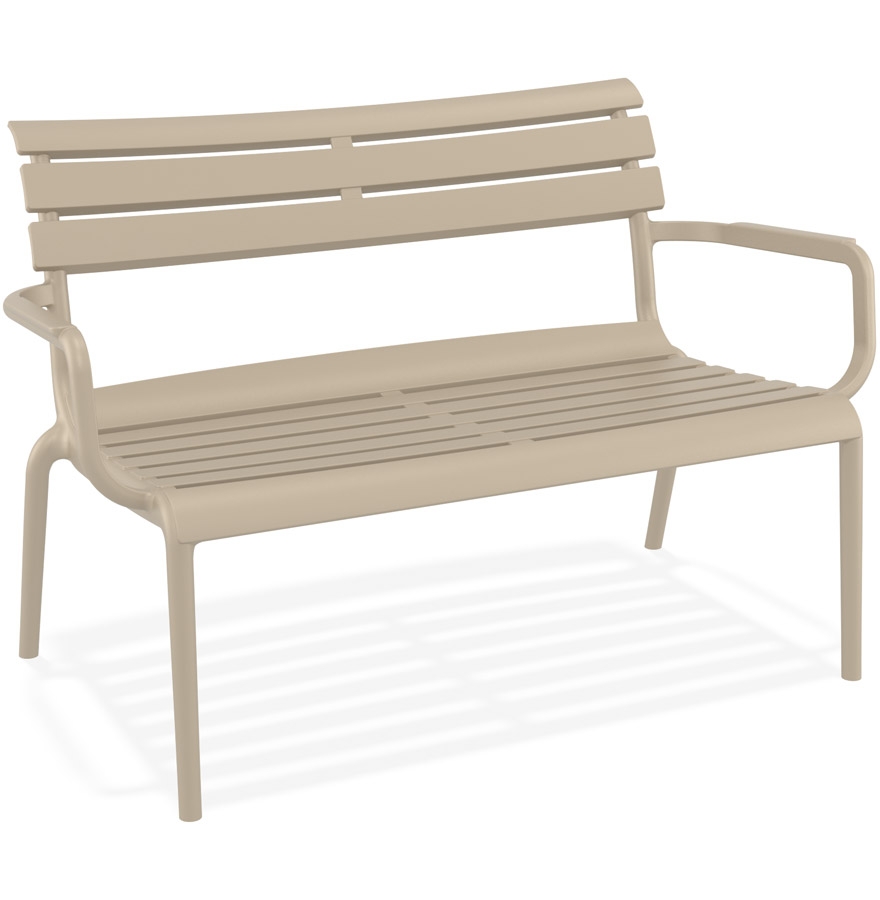 Banc jardin AROMA XL taupe, plastique résistant