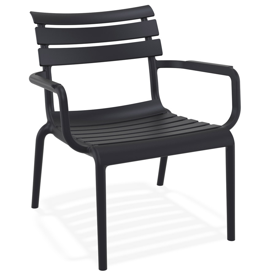 Chaise de jardin AROMA noire avec accoudoirs en plastique