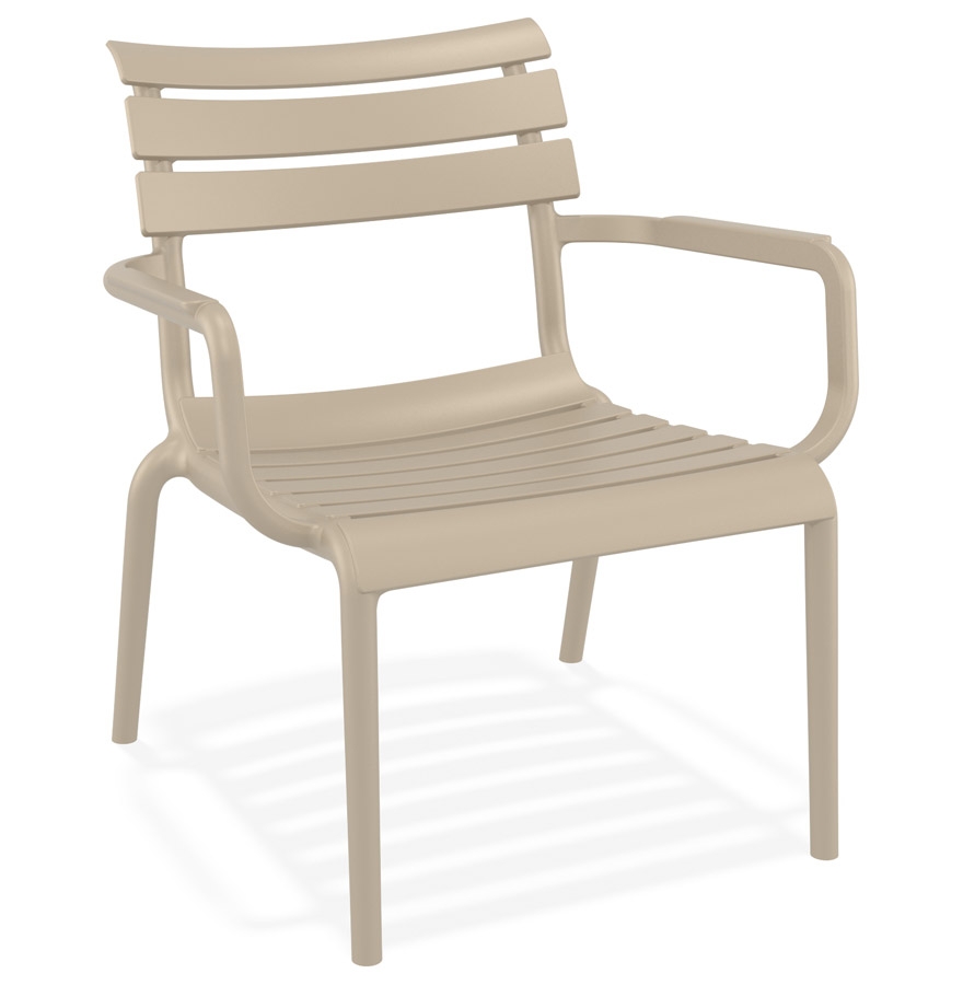 Chaise de jardin AROMA taupe en plastique avec accoudoirs