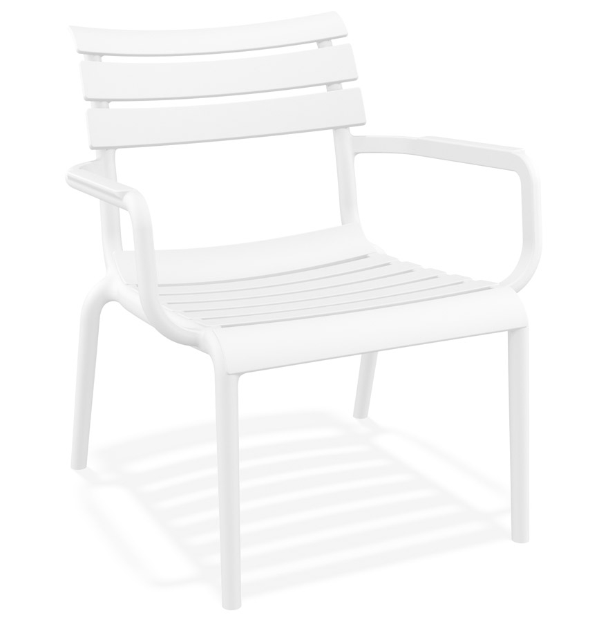 Chaise de jardin AROMA en plastique blanc, avec accoudoirs