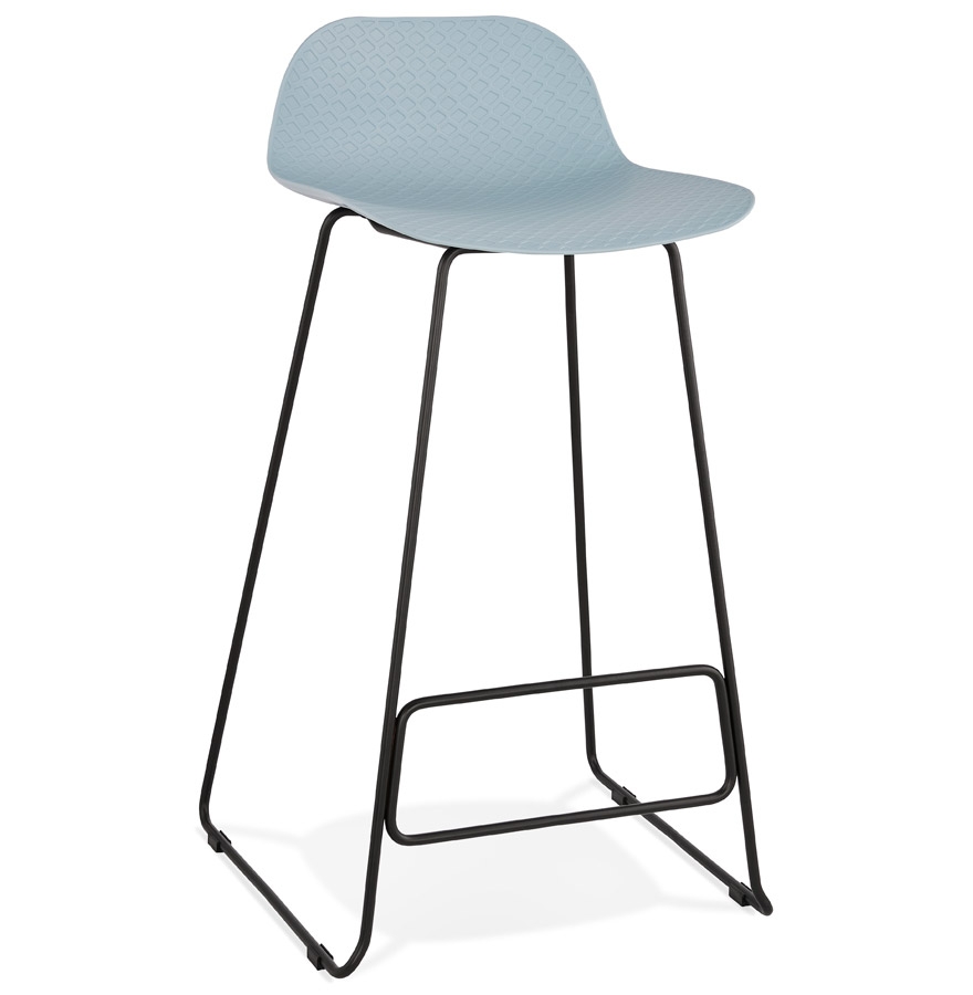 Tabouret de bar design BABYLOS Bleu - Pieds métal noir