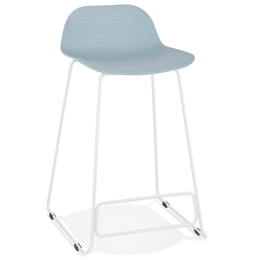 Tabouret snack mi-hauteur BABYLOS MINI bleu métal blanc