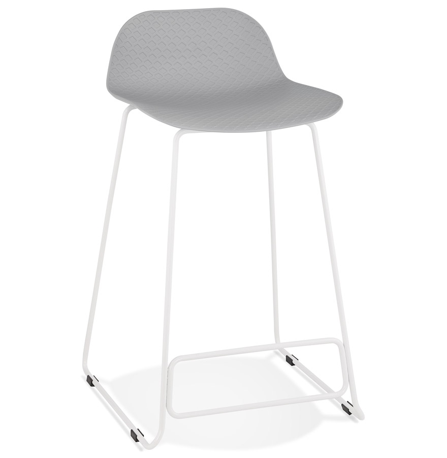 Tabouret snack BABYLOS MINI gris métal blanc