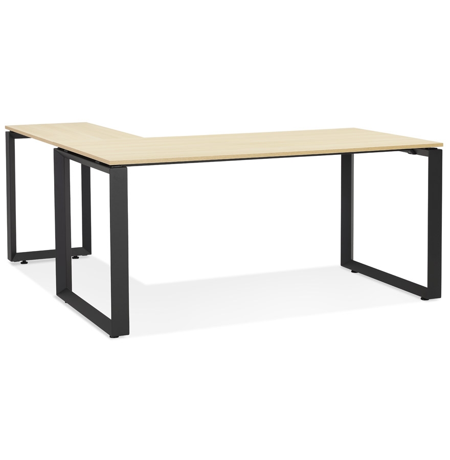 Bureau d'angle BAKUS bois naturel et métal noir - 160 cm