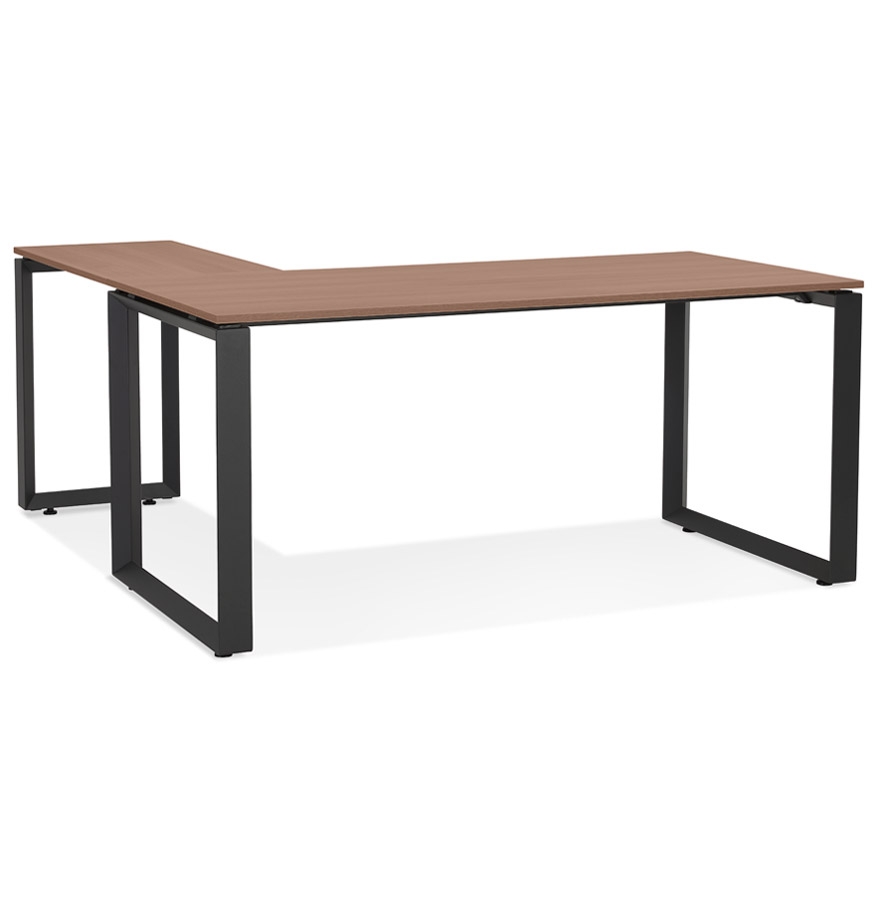 Desk d'angle design en noyer et métal noir BAKUS - 160 cm