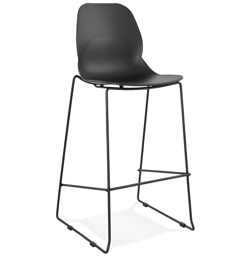 Tabouret de bar BERLIN noir industriel empilable