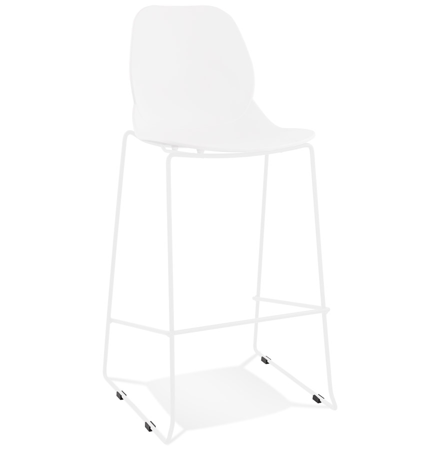 Tabouret de bar design blanc BERLIN, empilable et métal blanc