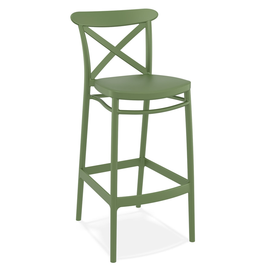 Tabouret de bar vintage BERLIOZ en plastique vert