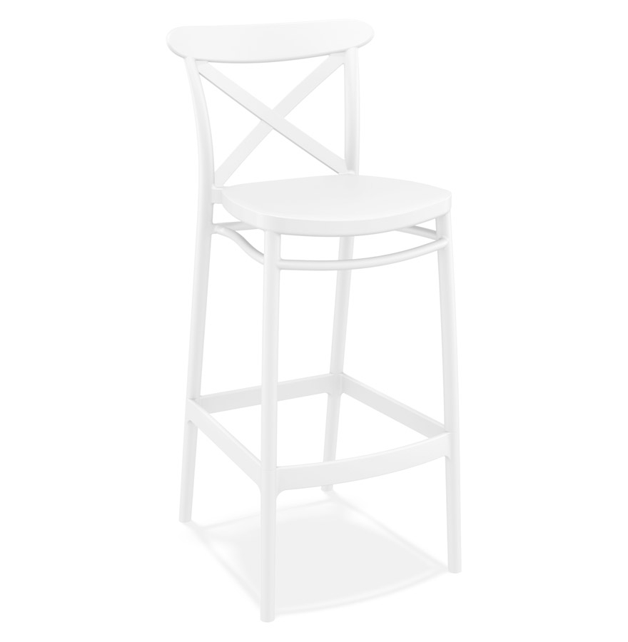 Tabouret de bar rétro BERLIOZ blanc en plastique