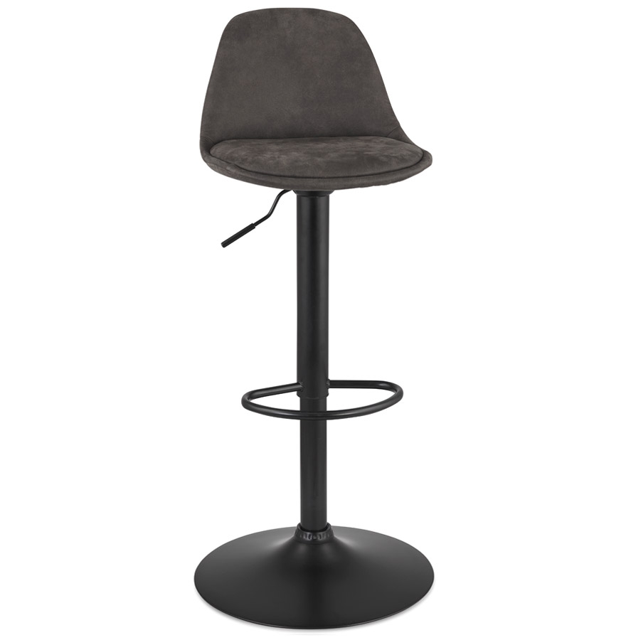 Tabouret CROUPION réglable, microfibre gris foncé et pied métal noir