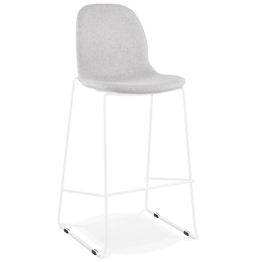 Tabouret FAKIR empilable, tissu gris et pied blanc