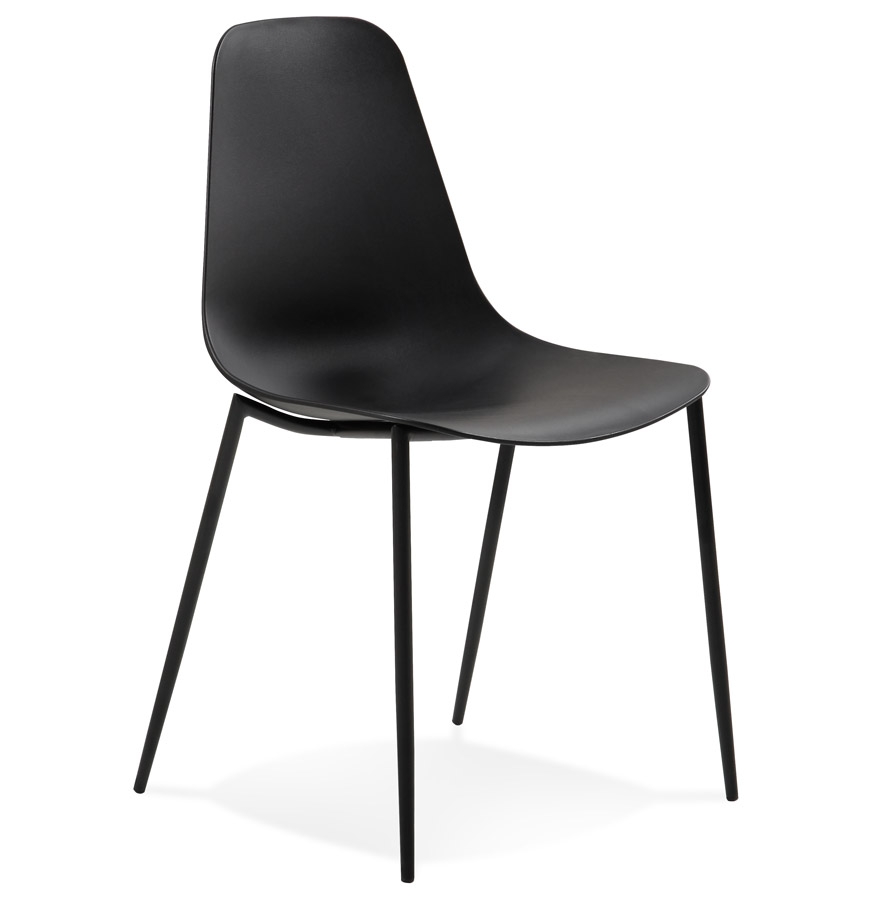 Chaise FELIZ noire plastique et métal, intérieur/extérieur