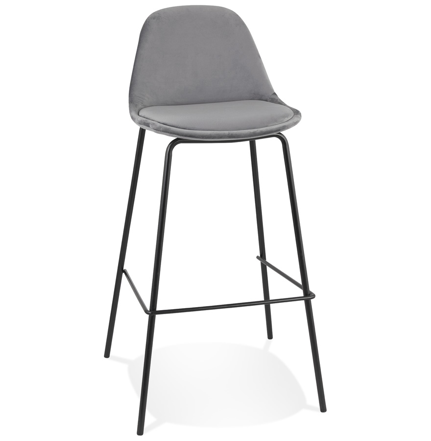 Tabouret FENTON en velours gris et métal noir