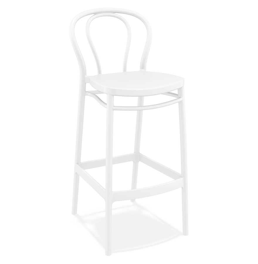 Tabouret de bar FERDINAND blanc polyvalent, intérieur/extérieur