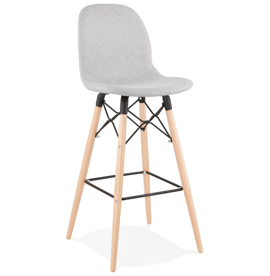 Tabouret de bar GALACTIK scandinave en tissu gris clair