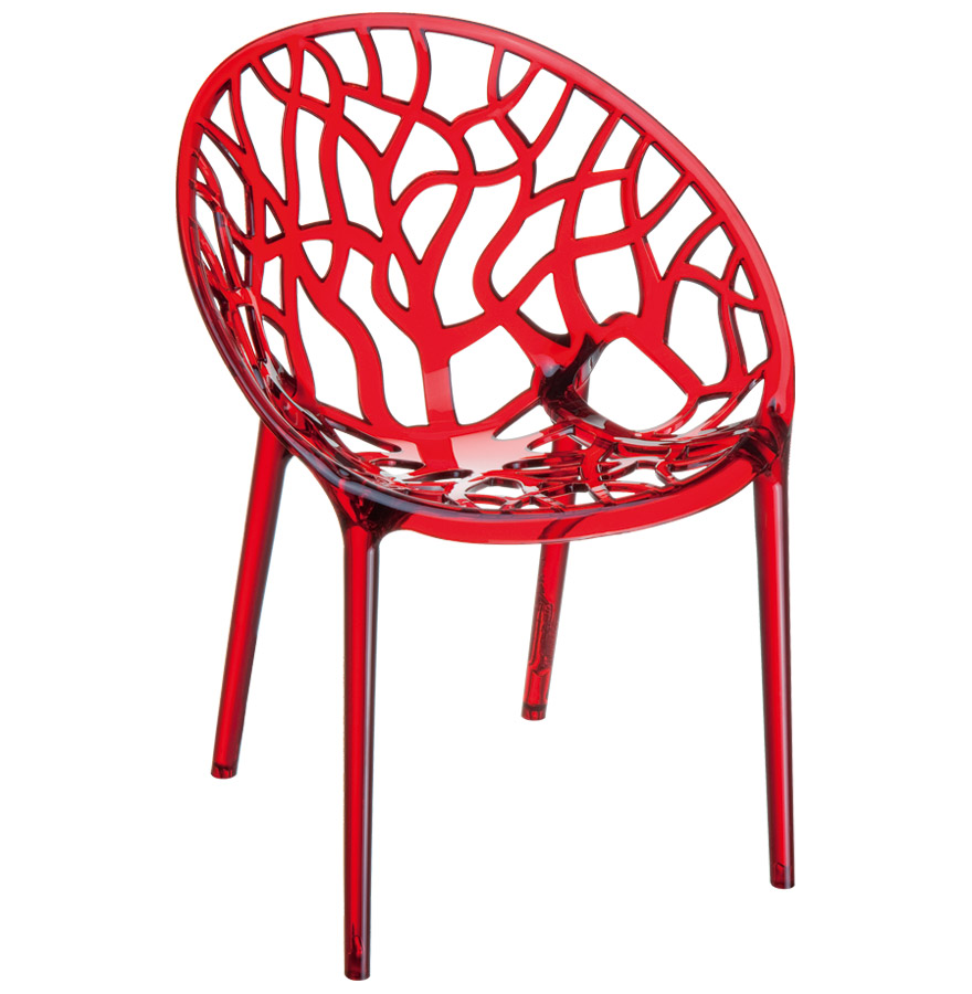 Chaise moderne rouge transparente GEO en plastique