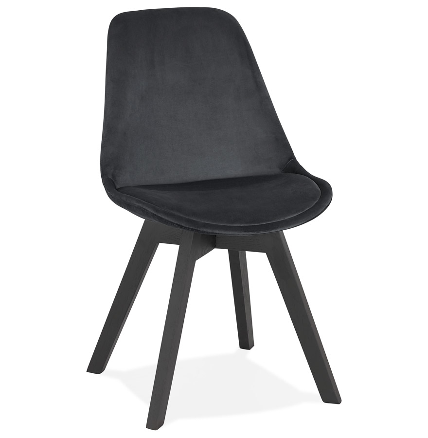 Chaise JOE velours noir bois noir