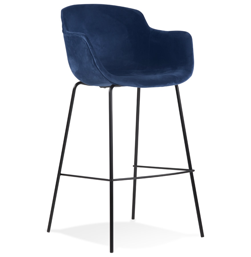 Tabouret de bar LARISSA velours bleu, accoudoirs