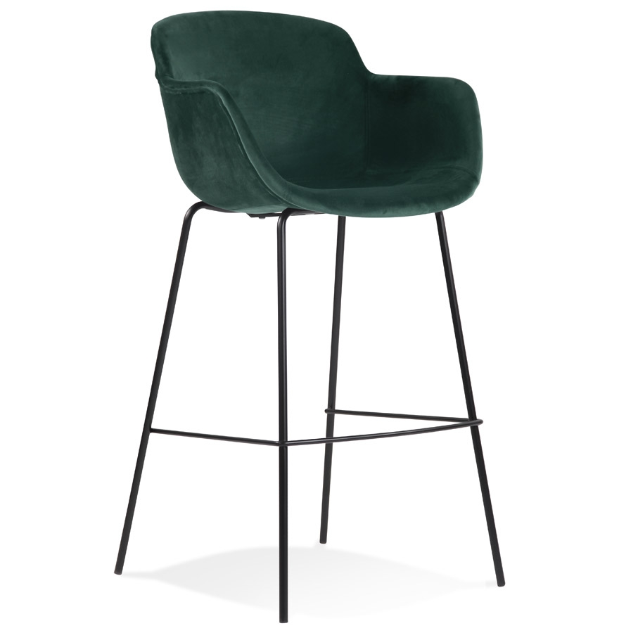 Tabouret de bar LARISSA velours vert accoudoirs