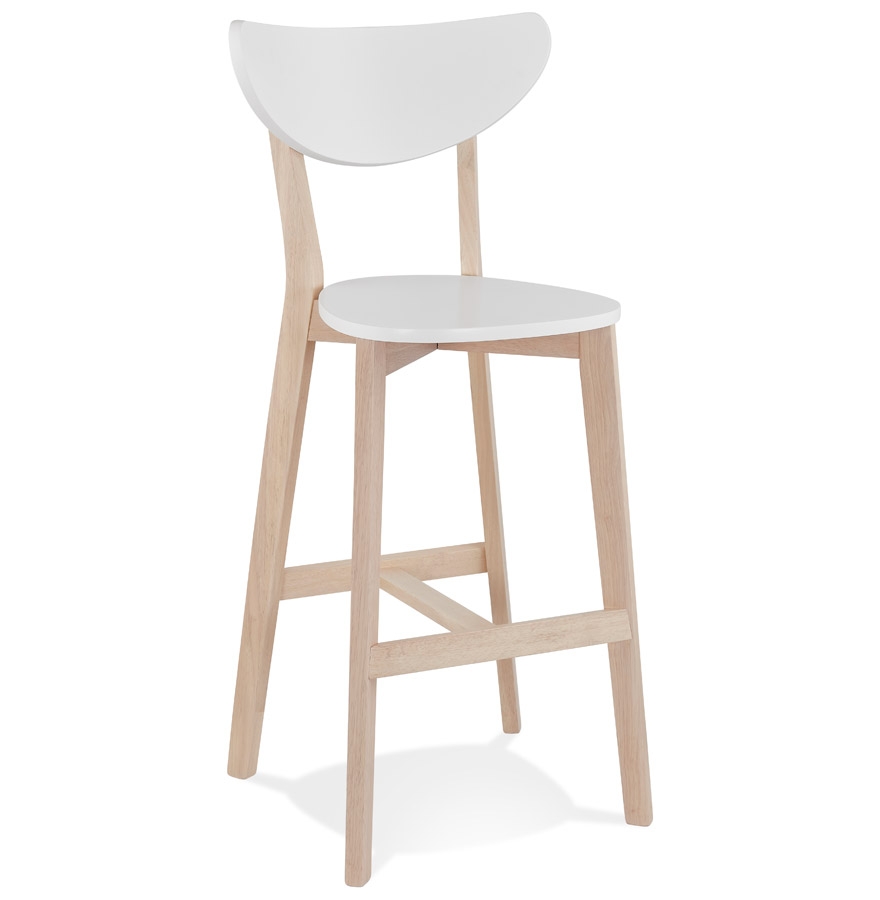 Tabouret de bar blanc LEONARDO en bois - Lot de 2 - Prix unitaire