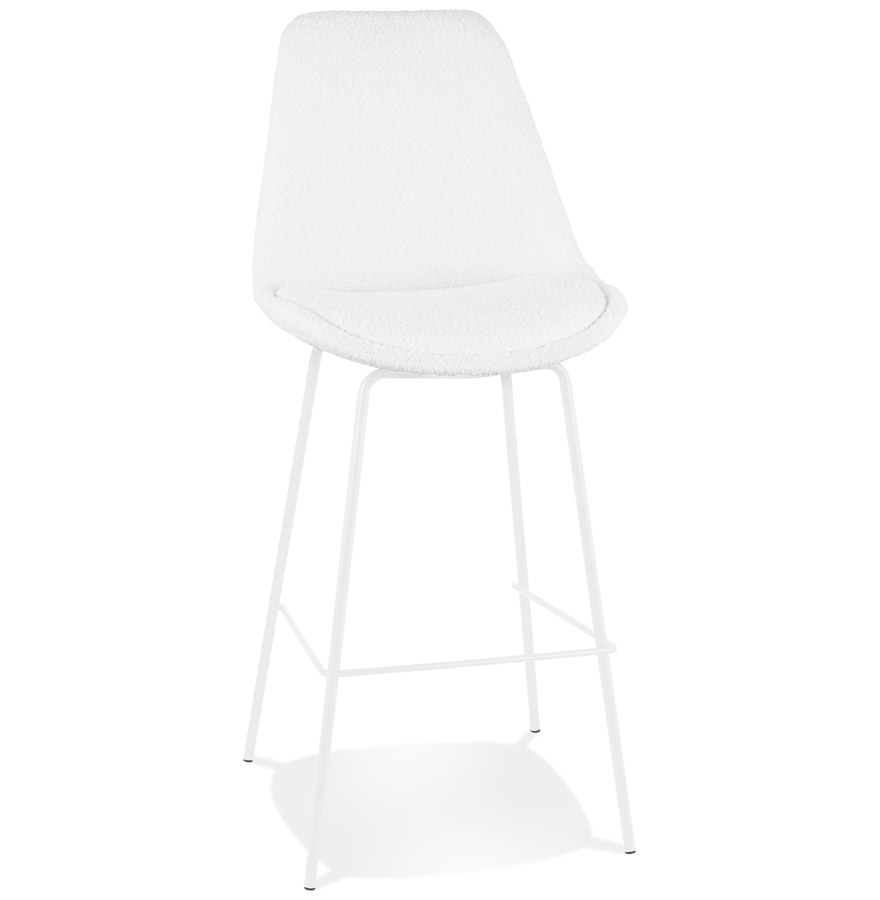 Tabouret de bar LEONIE blanc bouloché, métal blanc