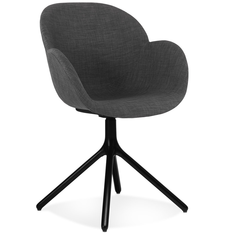 Chaise LIBRA accoudoirs - Gris foncé, métal noir