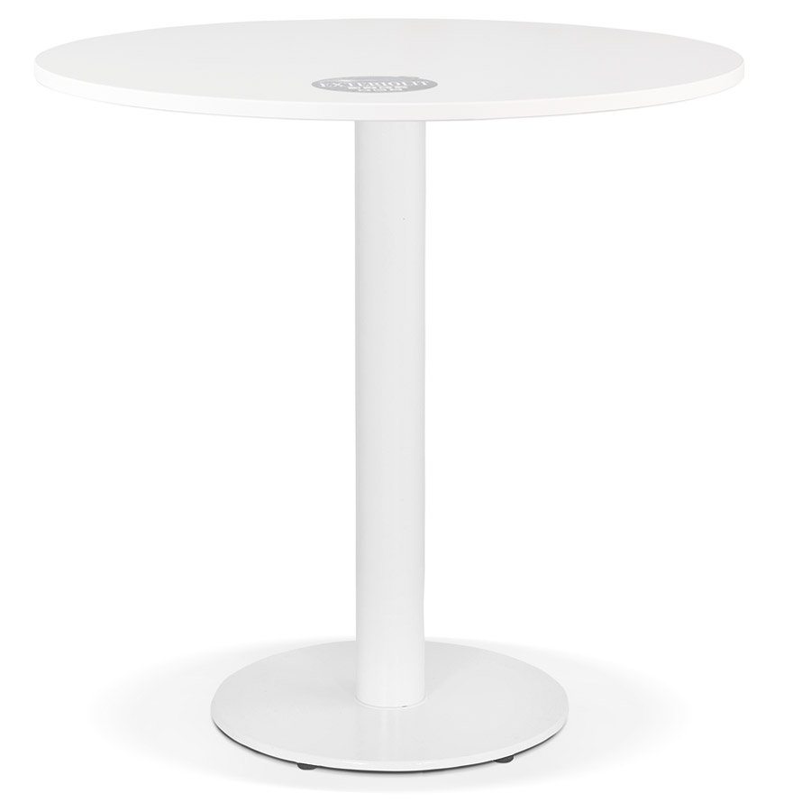 Table à diner ronde LUCETTE bois et fonte blanche - Ø 68 cm