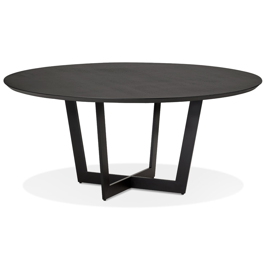 Table salle à manger ronde LULU bois/métal noir Ø140cm