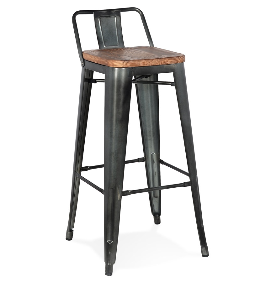 Tabouret de bar en métal gris foncé, style industriel MECANO