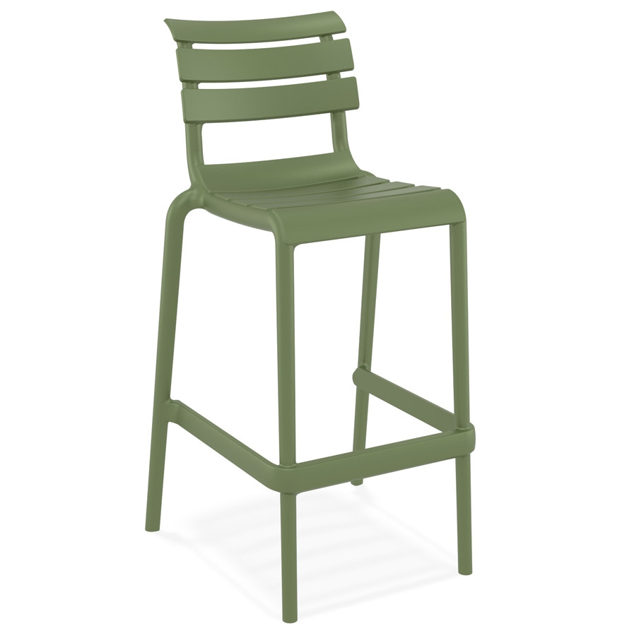 Tabouret NOBU vert en plastique dos barres