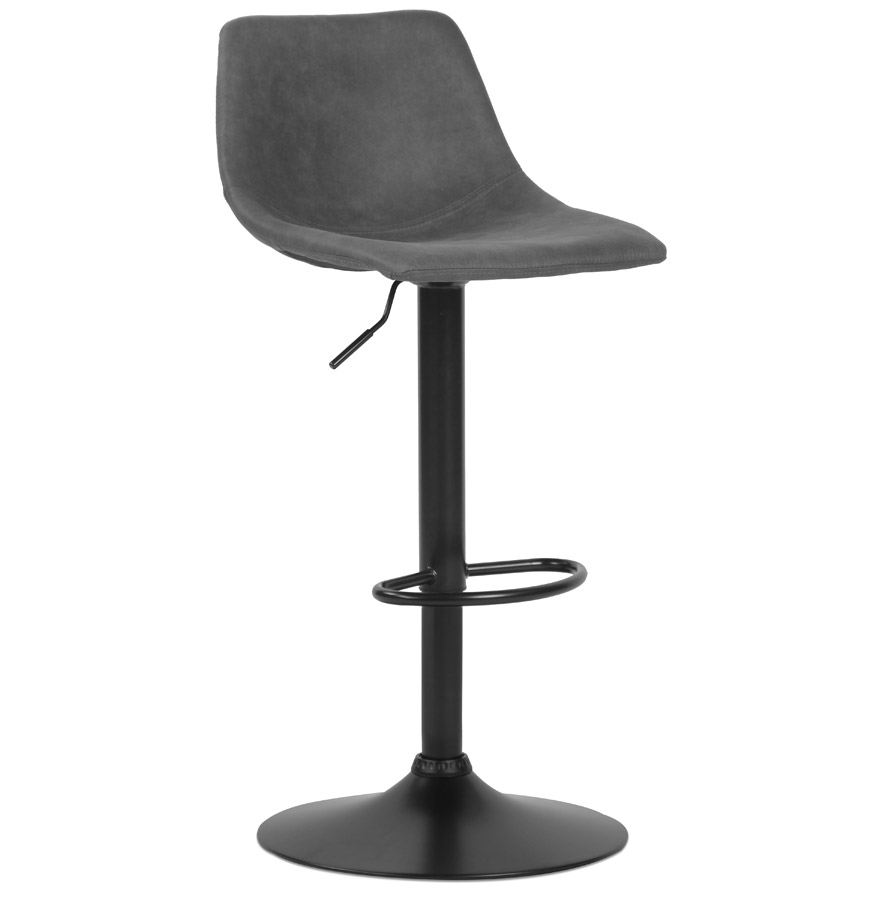 Tabouret OMALET réglable design microfibre gris foncé & métal noir