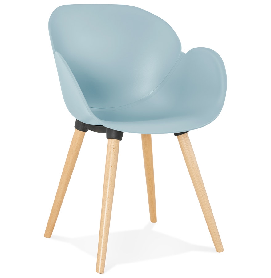 Chaise scandinave PICATA bleue avec pieds bois - Design unique