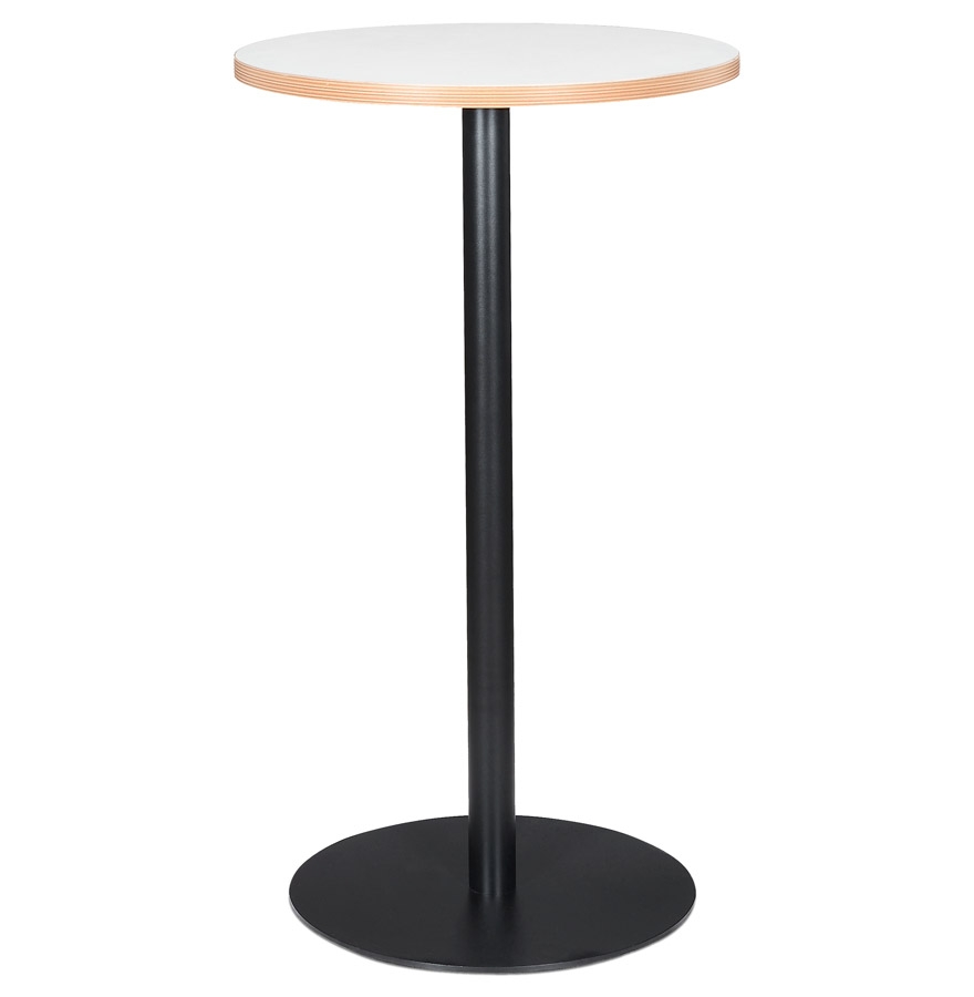 Table haute ronde POLLUX ROUND blanche - Ø 60 cm, pied noir.