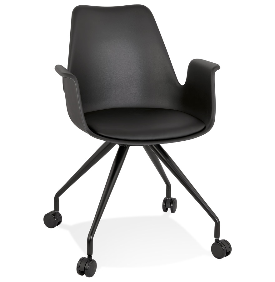 Chaise de bureau noire SPLIT avec accoudoirs et roulettes