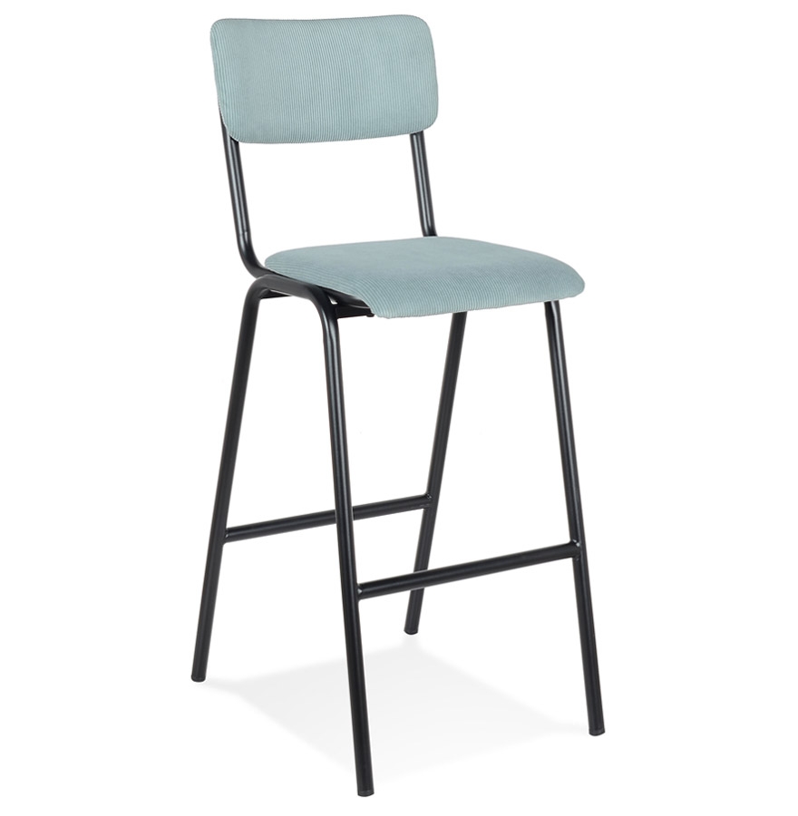 Tabouret de bar TALIA côtelé bleu en tissu - Commande 2, Prix unitaire