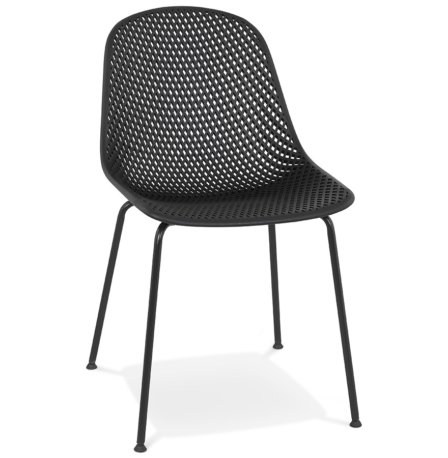 Chaise design perforée noire VIKY pour intérieur et extérieur