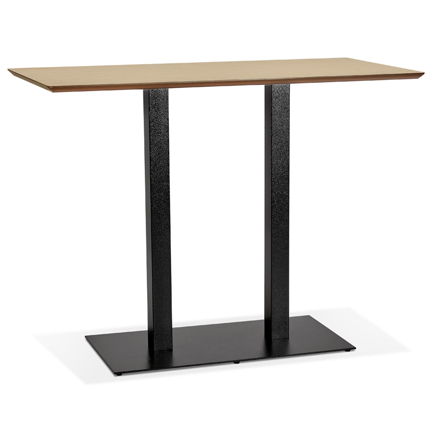 Table haute design ZUMBA BAR bois naturel, pied métal noir - 150x70 cm