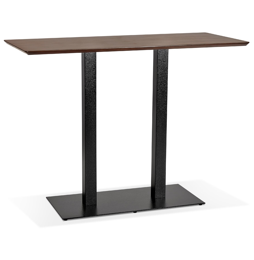 Table haute ZUMBA BAR design en bois Noyer avec pied métal noir - 150x70 cm